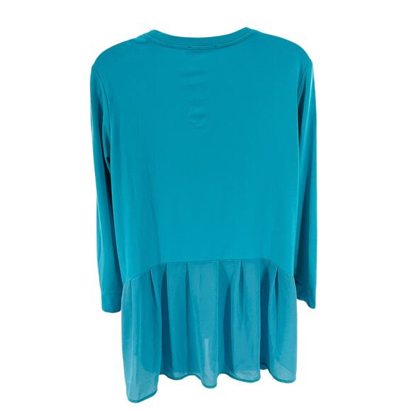 Mountain Mamas Aqua Long Sleeve Knit Peplum Chiffon Essential Tunic Top S/M - Picture 3 of 8